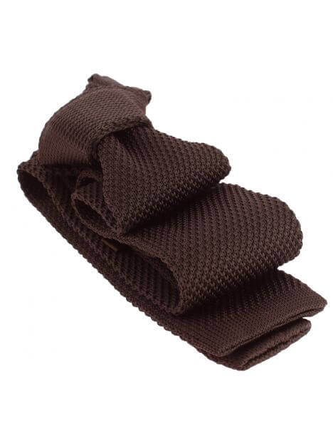 Cravate Tricot unie, Marron terre. Arcobaleno Clj Charles Le Jeune