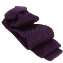 Cravate Tricot unie, Violet Prune. Arcobaleno Clj Charles Le Jeune