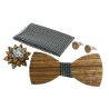 Coffret Feuilles du Japon, H grisés, Noeud papillon en bois et 3 accessoires. Tony & Paul
