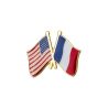 Pin's Drapeaux Jumelage France USA Clj Charles Le Jeune