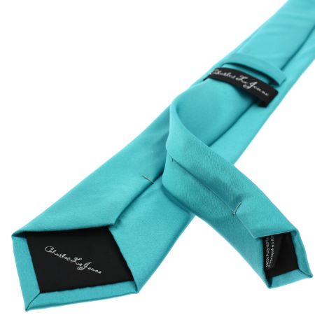 Cravate CLJ, Calvi, Bleu-vert Turquoise Satin Clj Charles Le Jeune