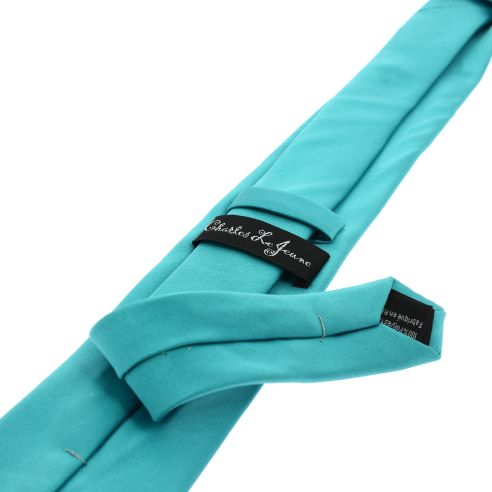 Cravate CLJ, Calvi, Bleu-vert Turquoise Satin Clj Charles Le Jeune