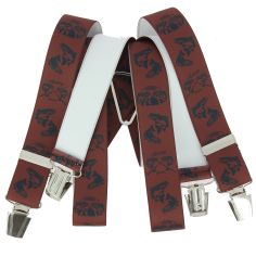 Bretelles Tony et Paul, Pêcheur de Saumons, fond rouge bordeaux Tony & Paul 2