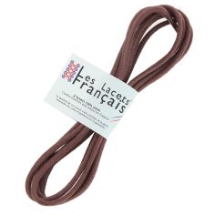 lacets ronds épais 3mm coton ciré, marron acajou Les Lacets Français 2