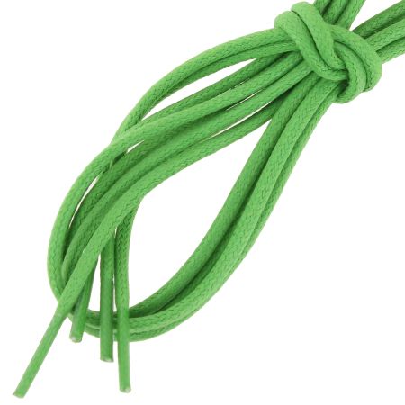 lacets ronds épais 3mm coton ciré, vert pastourelle Les Lacets Français