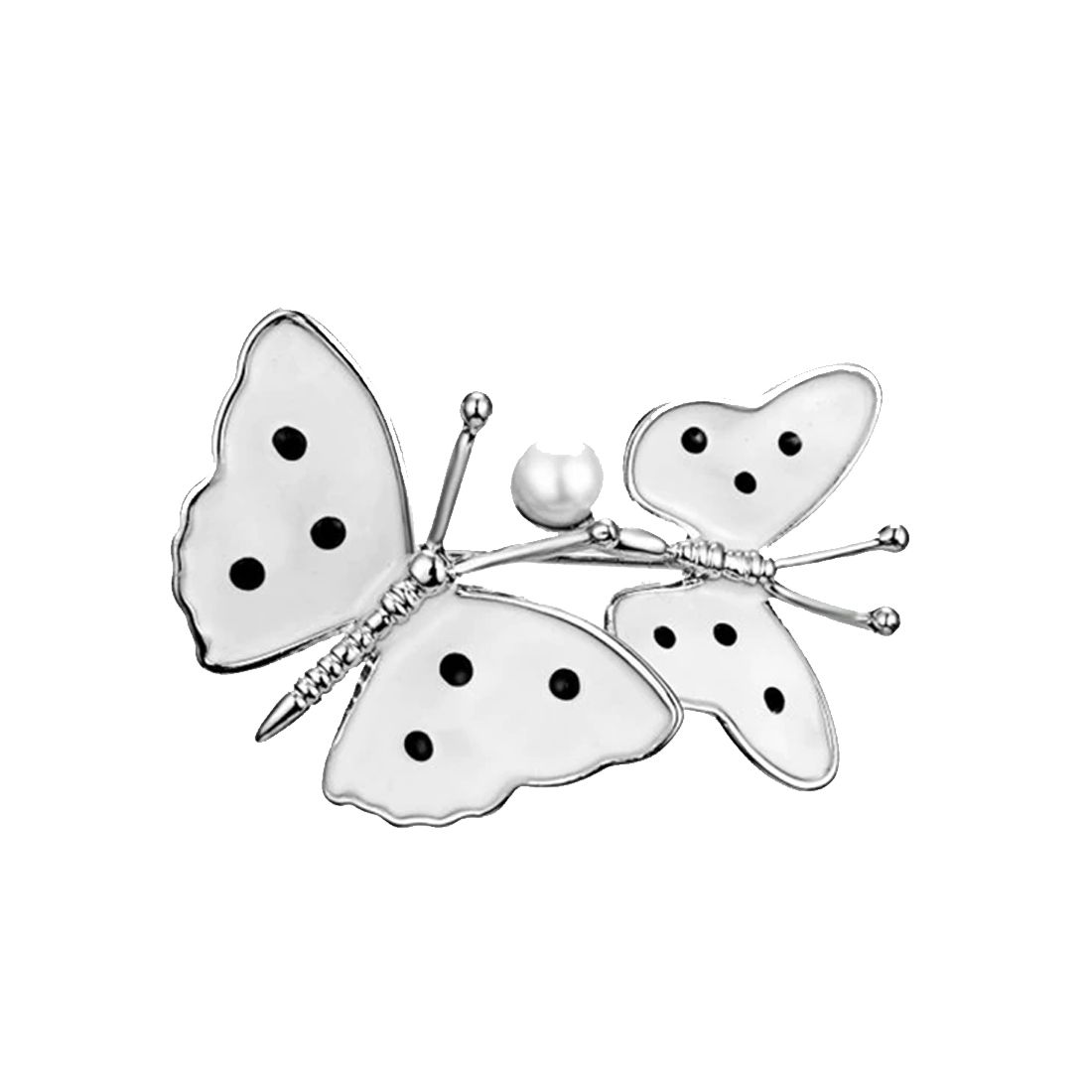 Broche papillons blancs - Strass et émaillée