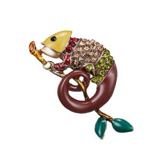 Broche Caméléon - Strass et émaillée Clj Charles Le Jeune