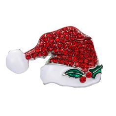 Broche chapeau du père Noël - Strass et émaillée Clj Charles Le Jeune