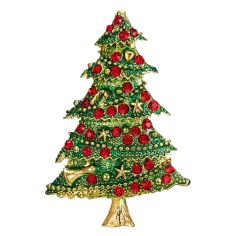 Broche Sapin de Noël intemporel - Doré et Strass Clj Charles Le Jeune