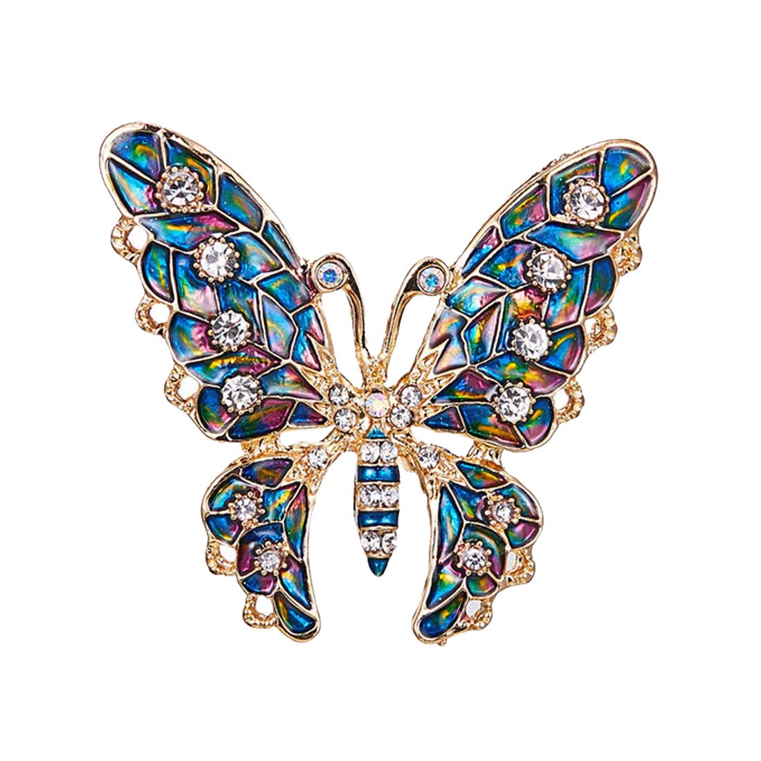 Broche Papillon bleu ciel - Strass et émaillée Clj Charles Le Jeune
