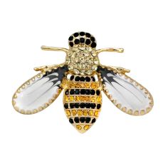 Broche Abeille design - Strass et émaillée Clj Charles Le Jeune