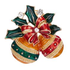 Broche Boules de Noël - Strass et émaillée Clj Charles Le Jeune