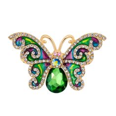 Broche Papillon et strass émeraude - émaillée Clj Charles Le Jeune