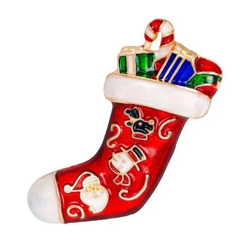 Broche chaussettes et cadeaux de Noël - émaillée