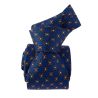 Cravate 3 plis en soie, Paris XVI - Bleu et carrés orange , Tony et Paul et Atelier Boivin Paris Tony & Paul