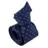 Cravate 3 plis en soie, Paris XVI - Bleu et carrés orange , Tony et Paul et Atelier Boivin Paris