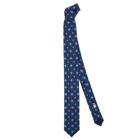 Cravate 3 plis en soie, Neuilly - Fleurs bleues, Tony et Paul et Atelier Boivin Paris Tony & Paul