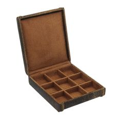 Ecrin 9 boutons de manchettte, Cubano, cuir marron patiné Friedrich 23 2