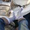 Mi chaussettes Marinières en coton. Labonal, fabriquées en France.