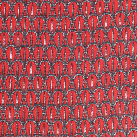 Echarpe en soie, Tour Eiffel Cannage Rouge Brochier Soieries 1890