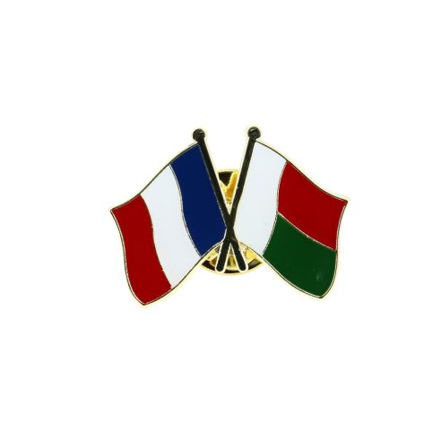 Pin's Drapeaux Jumelage France Madagascar - Franco-Malgache Clj Charles Le Jeune