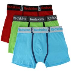 3 Boxers Redskins, Badrio, Rouge Vert Ciel Redskins