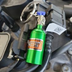 Porte clés NOS, oxyde nitreux Vert anodisé, voiture de course Tuning Clj Charles Le Jeune 2