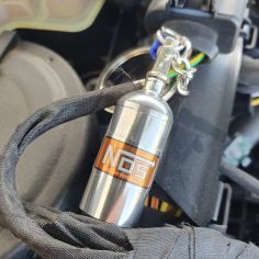 Porte clés NOS, oxyde nitreux Chromé, voiture de course Tuning Clj Charles Le Jeune 2