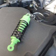 Porte clés amortisseur sport Vert, voiture de course Clj Charles Le Jeune 2