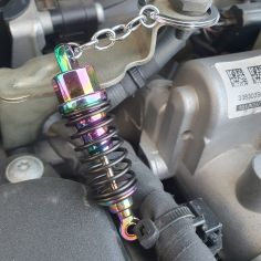 Porte clés amortisseur sport Chrome chauffé, voiture de course Clj Charles Le Jeune 2