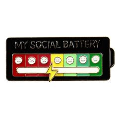 Pin's - My Social Battery - Mon humeur du moment - Fond Noir Clj Charles Le Jeune
