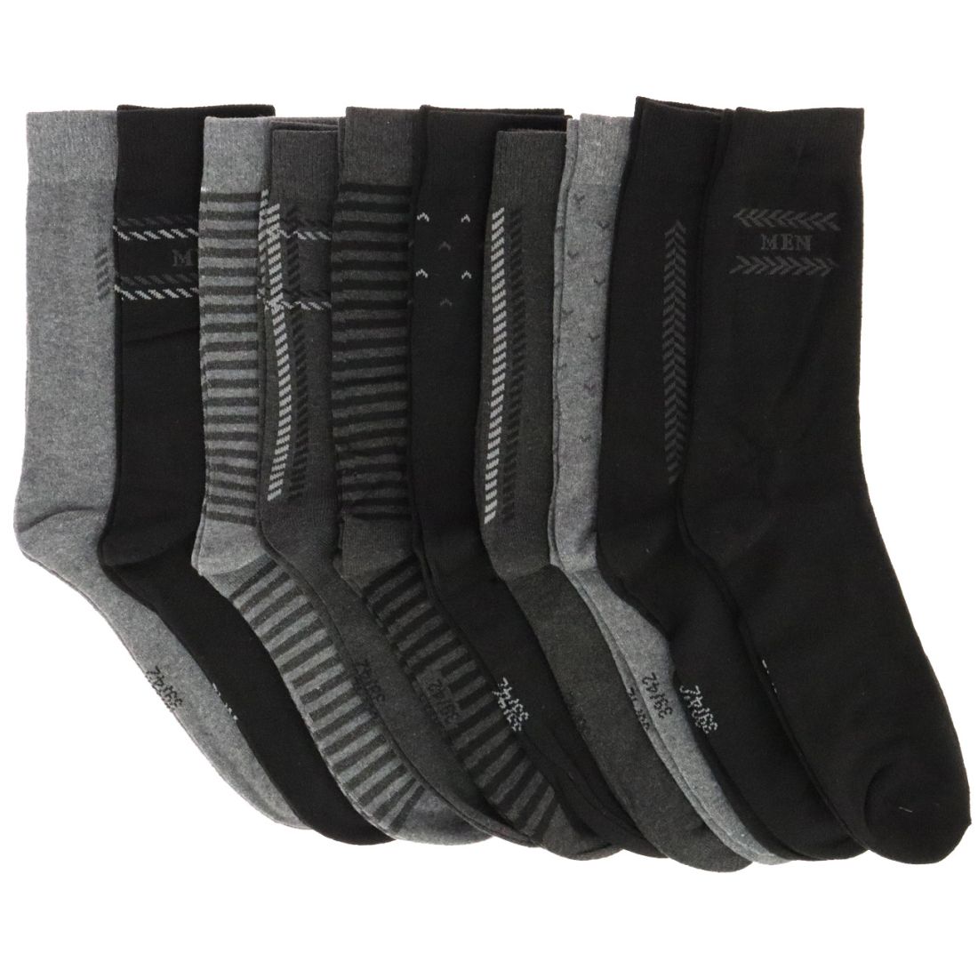 10 paires de chaussettes homme Jean Louis Scherrer, Wallace - Noir gris  unis et rayés