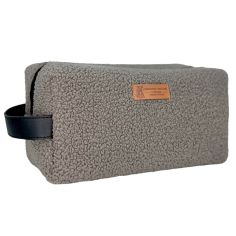 Trousse de toilette Bouclette Taupe, Taille M, confectionnée en France Emmanuel Création