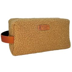 Trousse de toilette Bouclette Camel, Taille M, confectionnée en France Emmanuel Création