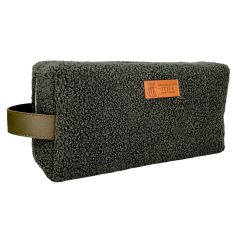 Trousse de toilette Bouclette Kaki, Taille M, confectionnée en France Emmanuel Création