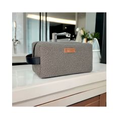 Trousse de toilette Bouclette Taupe, Taille M, confectionnée en France Emmanuel Création 2