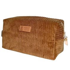 Trousse de toilette Velours Camel, Taille M, confectionnée en France Emmanuel Création 2