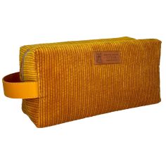 Trousse de toilette Velours Moutarde, Taille M, confectionnée en France Emmanuel Création