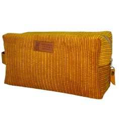 Trousse de toilette Velours Moutarde, Taille M, confectionnée en France Emmanuel Création 2