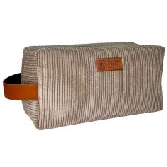 Trousse de toilette Velours Taupe, Taille M, confectionnée en France Emmanuel Création