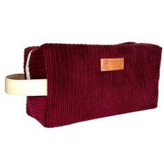 Trousse de toilette Velours Lie de vin, Taille M, confectionnée en France Emmanuel Création
