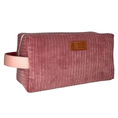 Trousse de toilette Velours Rose, Taille M, confectionnée en France Emmanuel Création
