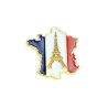 Pin's Tour Eiffel dorée dans carte de France bleu blanc rouge Clj Charles Le Jeune