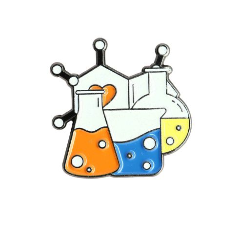 Pin's verrerie de chimie et molécules Clj Charles Le Jeune