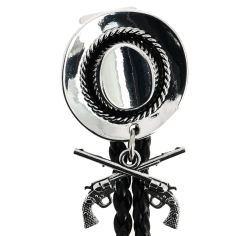 Bolo, Cravate Texane - Chapeau de Cowboy et 2 colts - Argenté Clj Charles Le Jeune 2