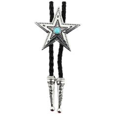 Bolo, Cravate Texane - Etoile et pierre bleue - Bronze Antique Clj Charles Le Jeune