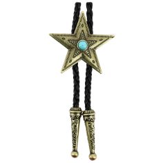 Bolo, Cravate Texane - Etoile et pierre bleue - Bronze antique Clj Charles Le Jeune