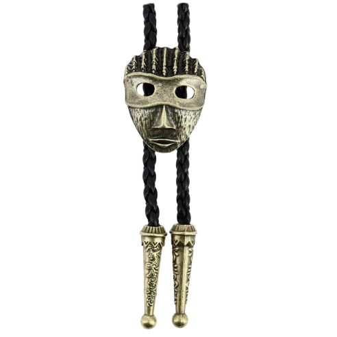 Bolo, Cravate Texane - Masque ethnique - Bronze antique Clj Charles Le Jeune