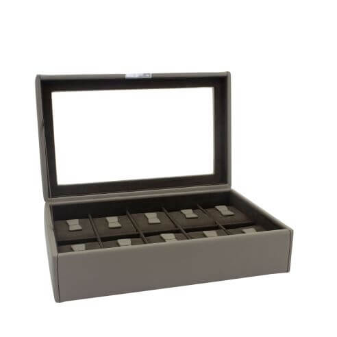 Ecrin 10 montres, Bond, gris intérieur marron, vitré Friedrich 23