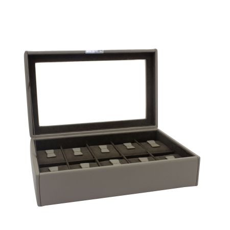 Ecrin 10 montres, Bond, gris intérieur marron, vitré Friedrich 23
